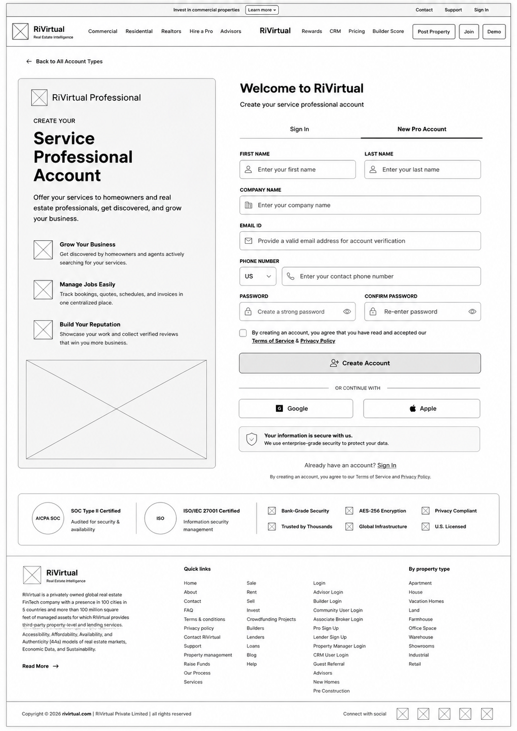 Login wireframe — sign up