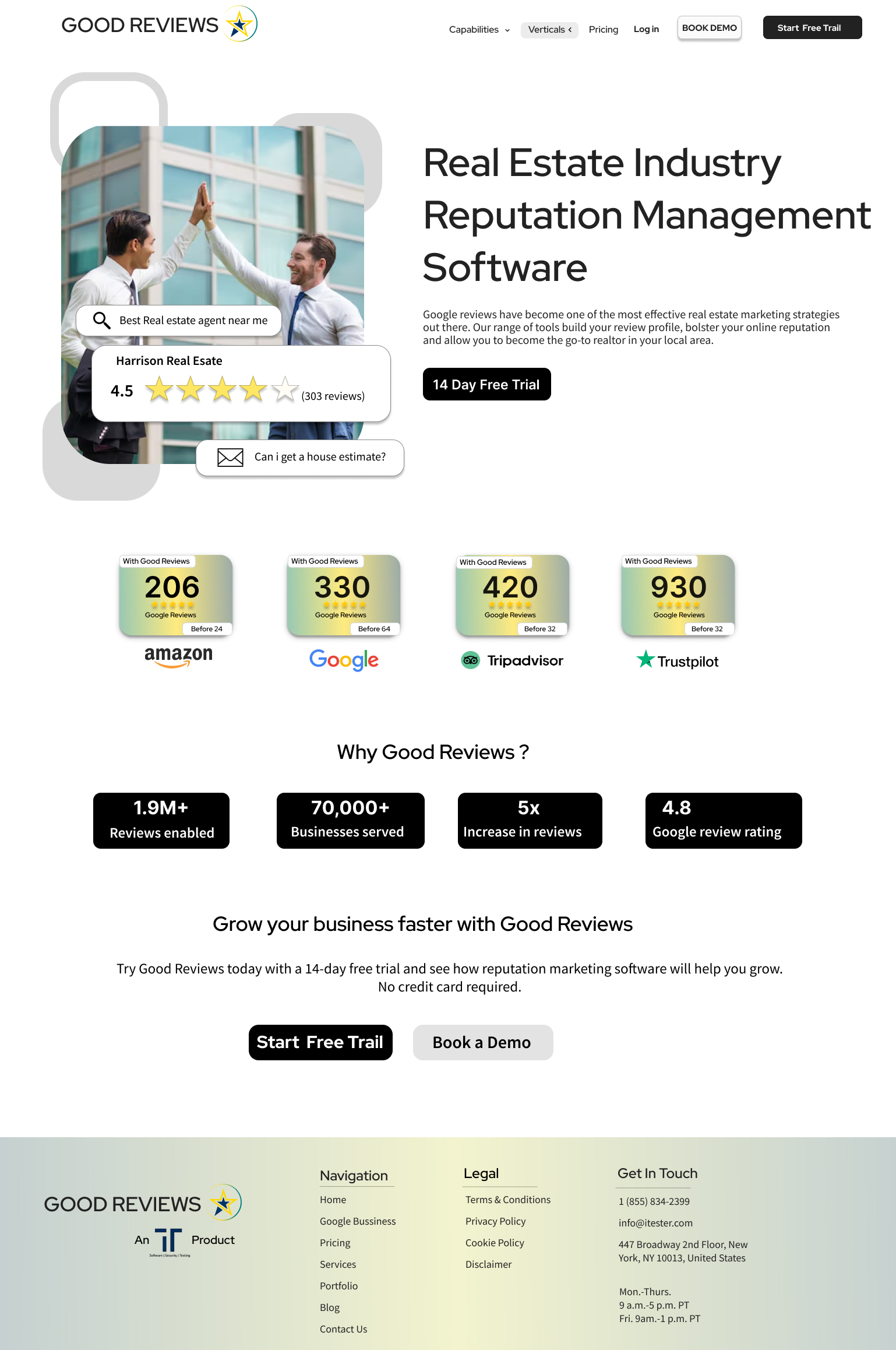 Real Estate industry landing page