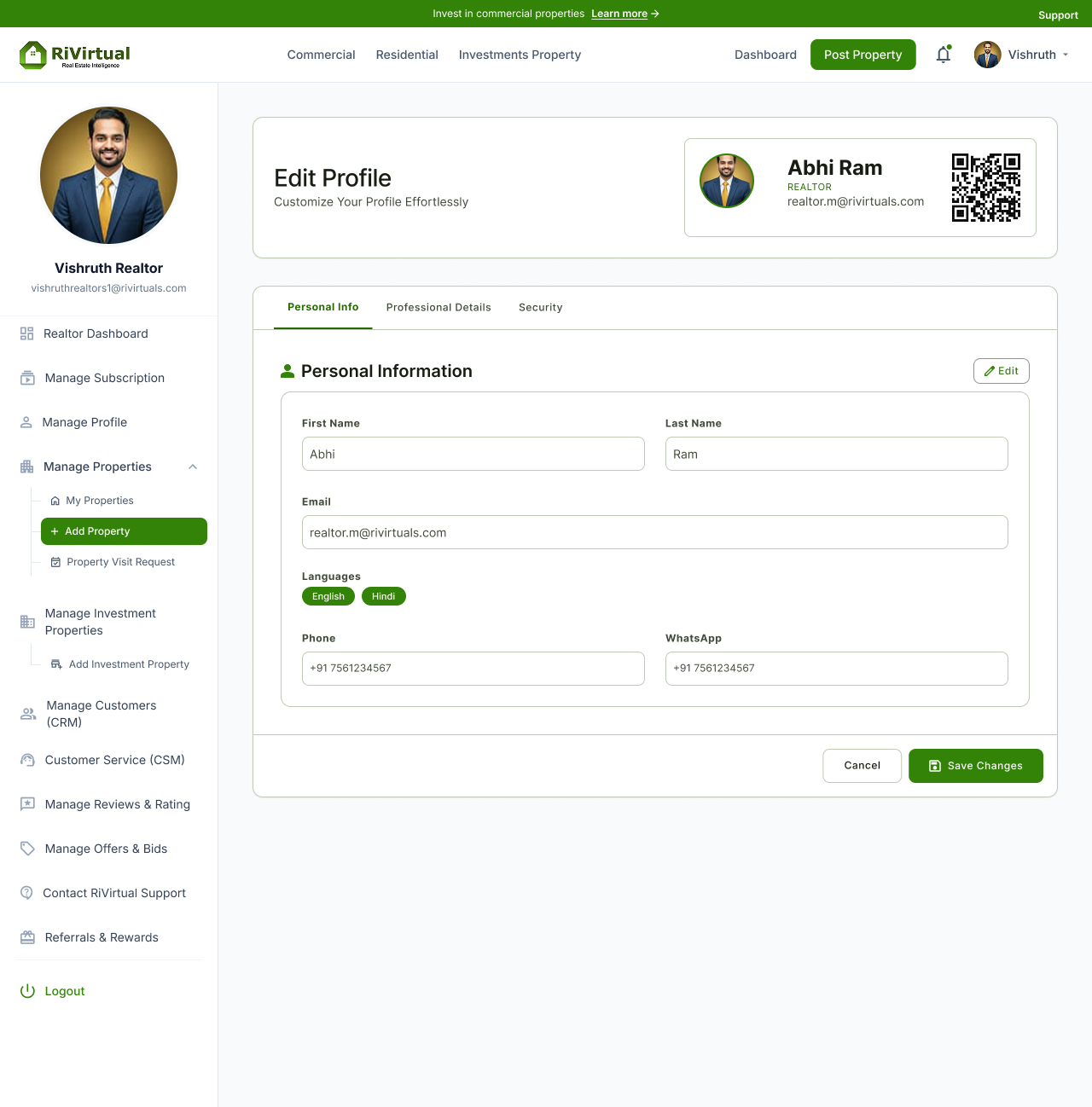 Redesigned edit profile — personal details