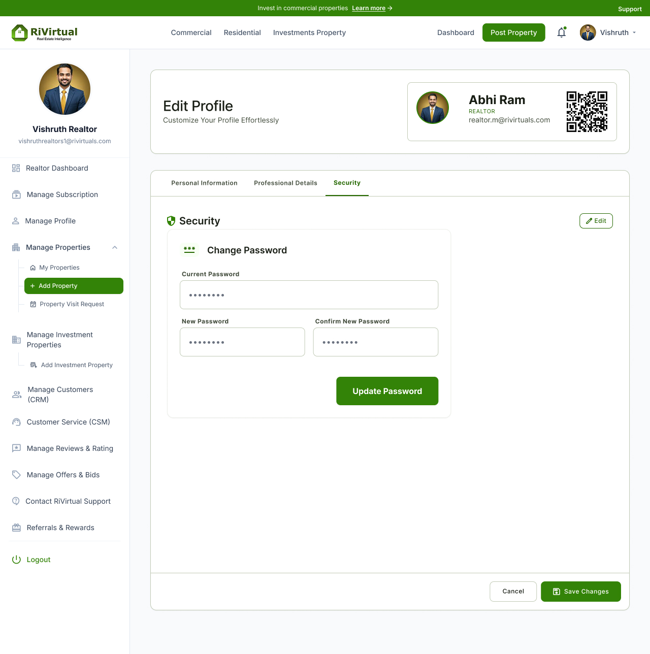 Edit profile revamp — security