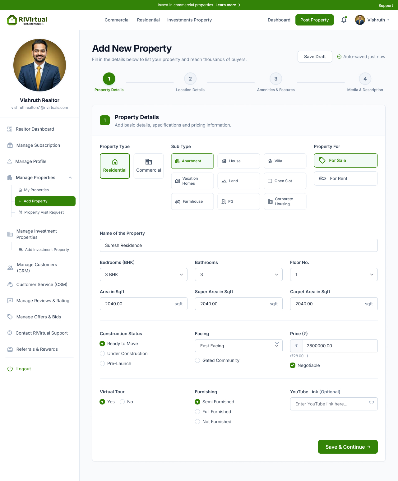 Redesigned property posting wizard
