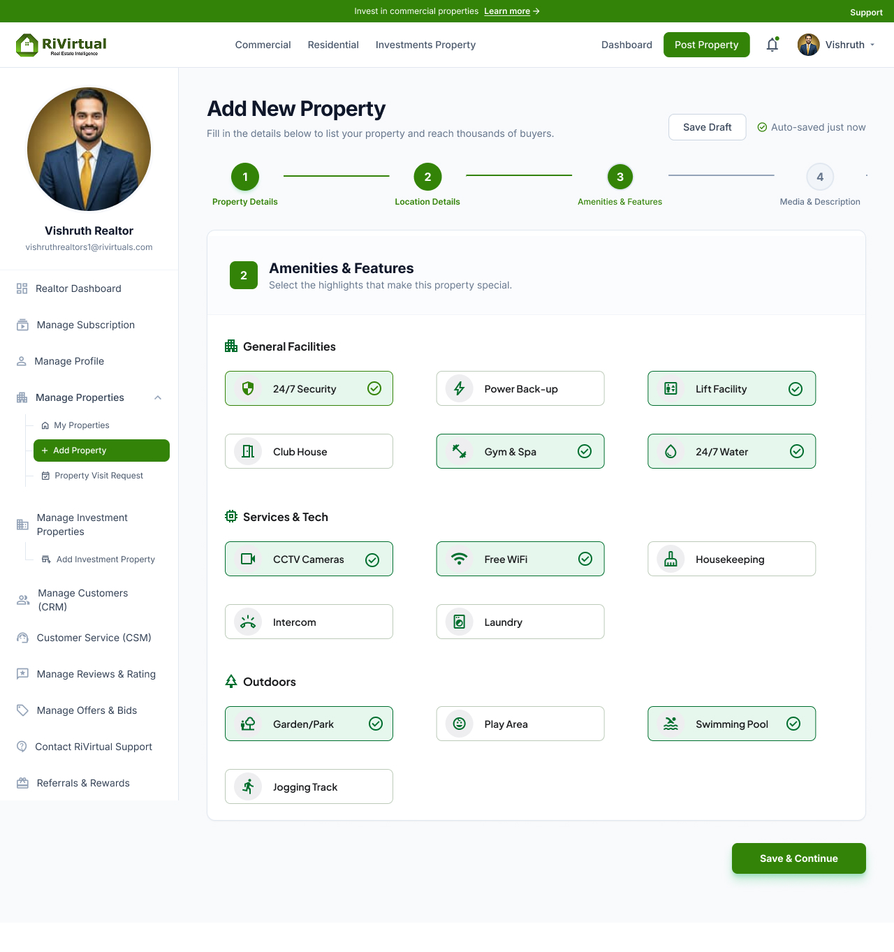 Property posting revamp — amenities and features