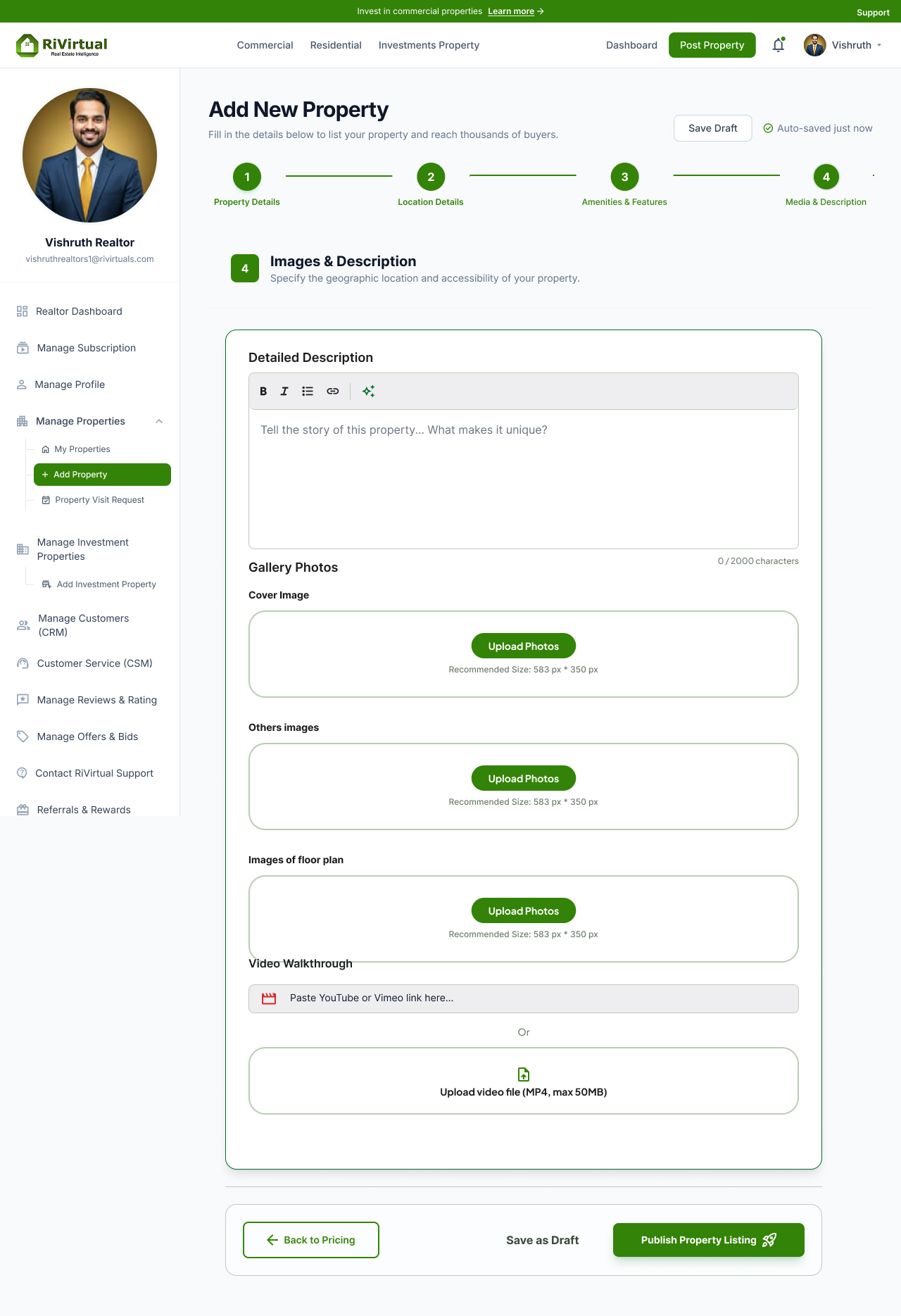 Property posting revamp — media and description